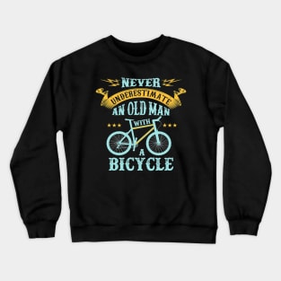 Old Man With Bike Wheel Crewneck Sweatshirt